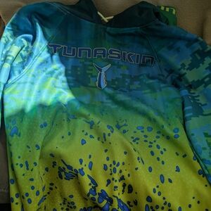 Adult Tunaskin Hoodie- Blue and Green